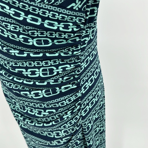 Evan Picone Chain Link Print Faux Wrap Knee Length Dress Blue Size 12-NWT - Picture 5 of 8
